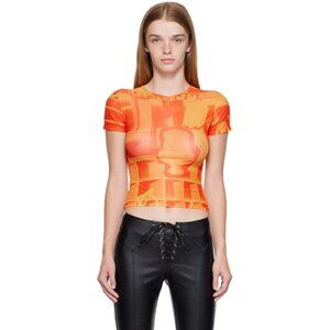 Miaou Recycled Polyester T-shirt Plus Size 2XL Womens Stone Orange $100